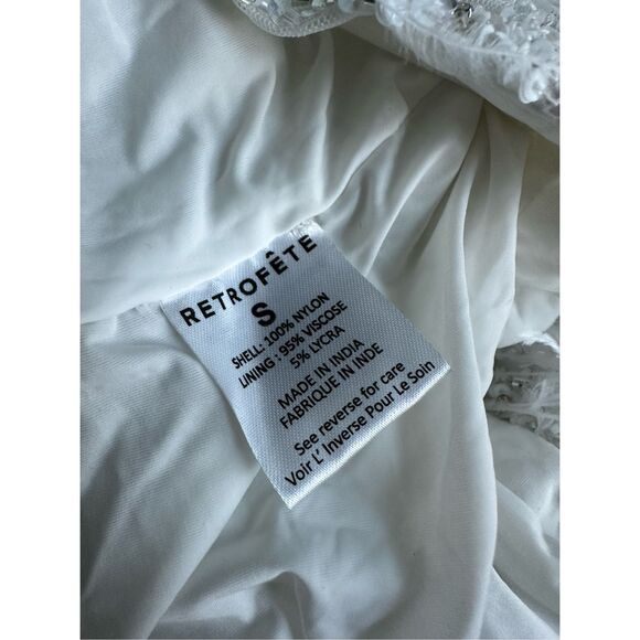 NWT Retrofete One Shoulder Sina Ostrich Feather Bodycon Mini Dress White Small $ - Picture 14 of 15